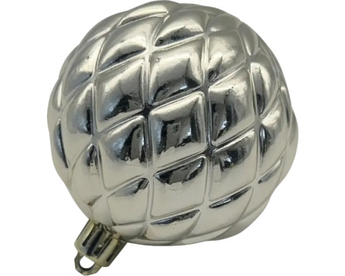 Zilverkleurige kerstbal met ruitpatroon