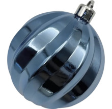 Blauwe kerstbal met spiraalvormig design