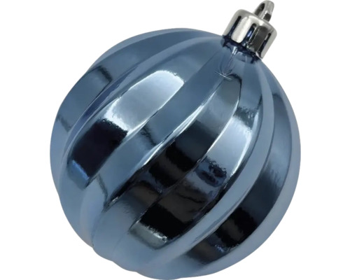Blauwe kerstbal met spiraalvormig design