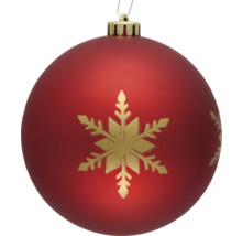 Rode kerstbal met sneeuwvlokpatroon