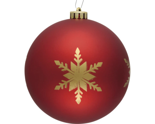 Rode kerstbal met sneeuwvlokpatroon