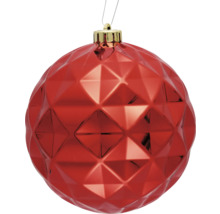 Rode kerstbal met facetdesign