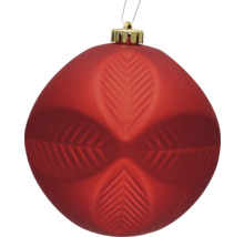 Rode kerstbal met bladpatroon als boomdecoratie