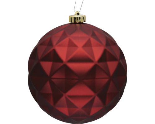 Rode kerstbal met geometrisch patroon