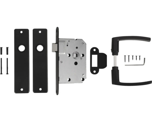 Complete deurset met deurkruk, slotkast en bevestigingsmateriaal