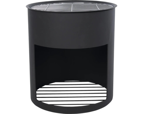 Zwarte ovale houtskoolgrill met grillrooster