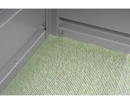 Kijk in een gereedschapsschuur met roosterbodem