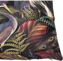 Kussen met reiger-, blad- en pauwenveerdesign