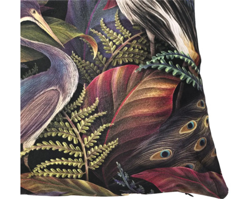 Kussen met reiger-, blad- en pauwenveerdesign