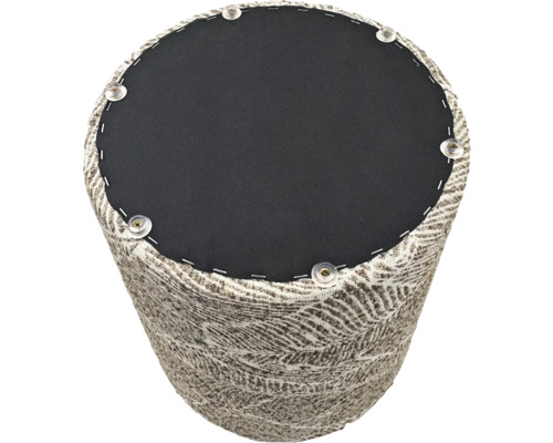 Gestoffeerde kruk met een stofbekleding met patroon en schroeven