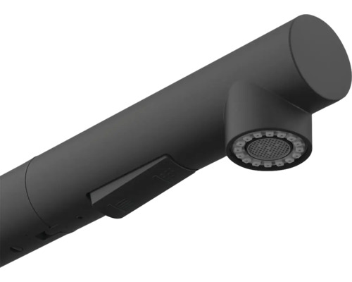 Zwarte waterkraan met waterbesparingsfunctie