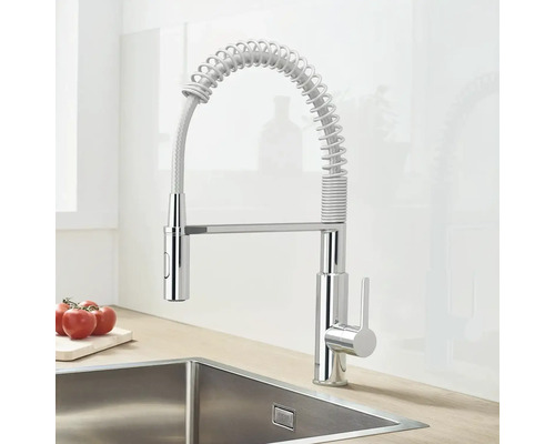 Keukenkraan met spiraalveer en eenhendelmengkraan