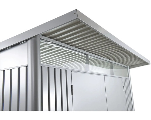 Metalen tuinhuis met dubbele deur en bovenlicht