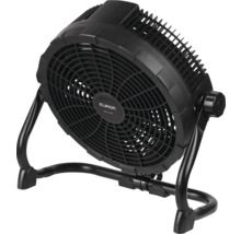 Zwarte ventilator met voet voor gebruik binnenshuis