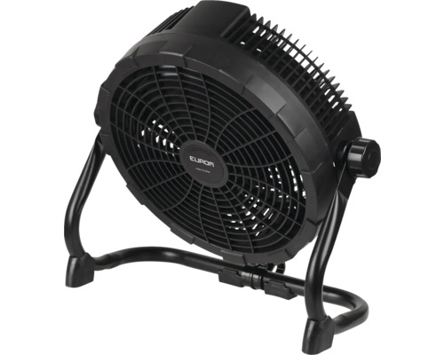 Zwarte ventilator met voet voor gebruik binnenshuis