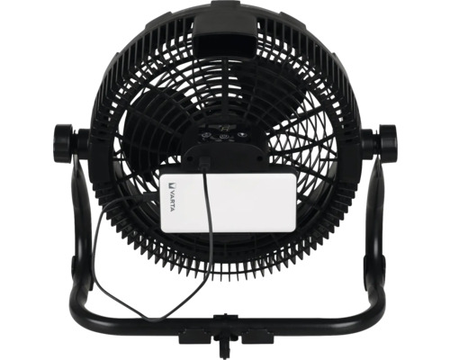 Zwarte ventilator met Varta logo powerbank