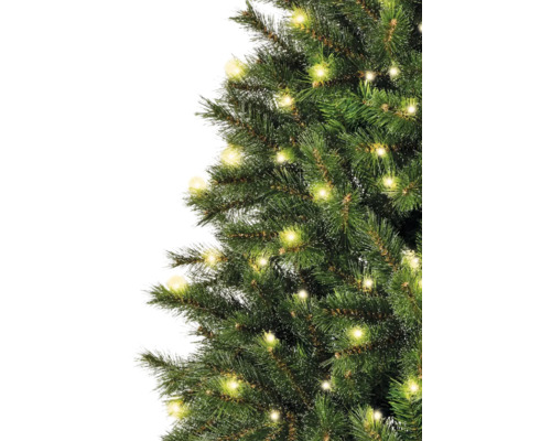 Detailopname van een versierde kerstboom met lichtjes