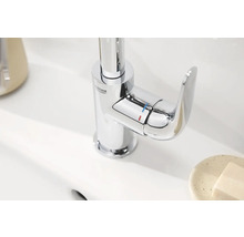 Grohe Logo op een verchroomde wastafelmengkraan