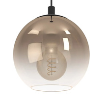 Hanglamp met ronde glazen kap en gloeilamp