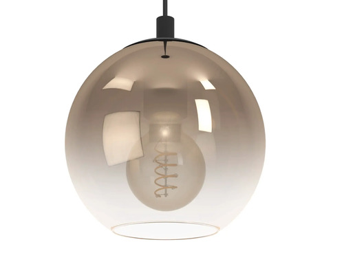 Hanglamp met ronde glazen kap en gloeilamp