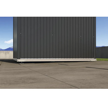 Metalen tuinhuis met aluminium frame op betonnen vloer