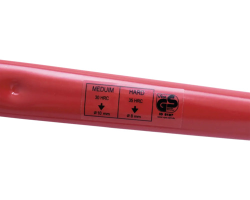 Close-up hamersteel met VPA GS Geprüfte Sicherheit keurmerk