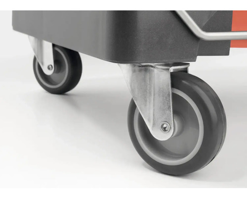 Wiel van een transportwagen van metaal en rubber