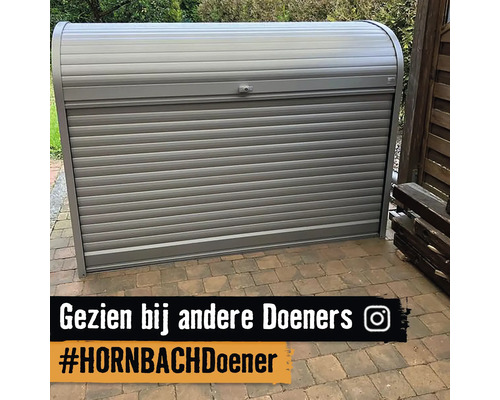 Metalen tuinhuis met rolluik