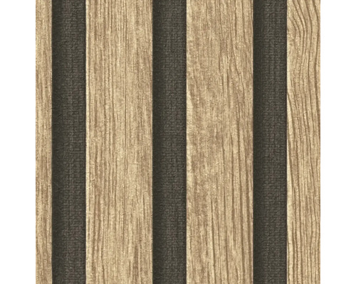 Behang met hout en streepmotief