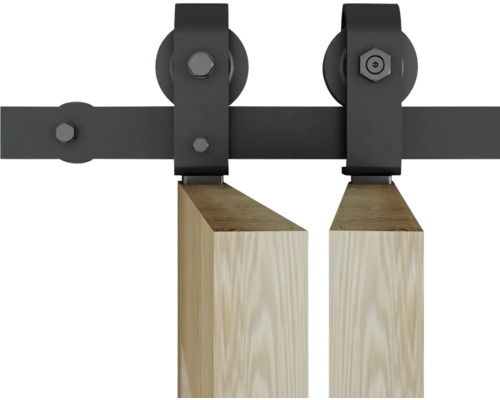 Schuifdeurbeslag met twee rollen en houten deur