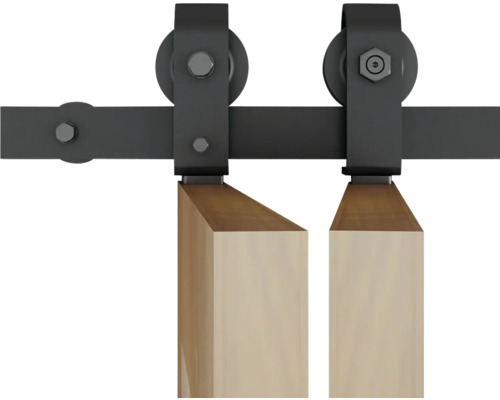 Schuifdeur beslag met twee houten panelen