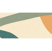 Abstract patroon met groene, beige en oranje curves