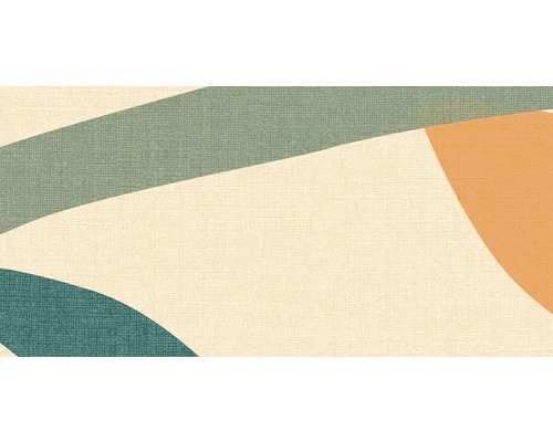 Abstract patroon met groene, beige en oranje curves