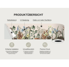 Productoverzicht: Zelfklevend, UV-bestendig, glad en mat oppervlak, eenvoudige installatie, milieuvriendelijk, premium print.