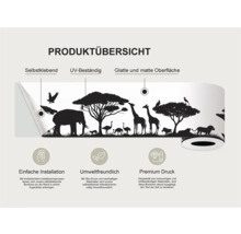 Muurdecoratie met Afrikaanse dieren, zelfklevend en UV-bestendig.