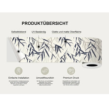 Productoverzicht van een zelfklevende rand met bamboepatroon, UV-bestendig en met gladde, matte afwerking