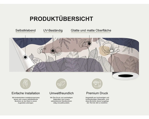 Productoverzicht: Zelfklevend, UV-bestendig, glad en mat oppervlak, eenvoudige installatie, milieuvriendelijk, premium print