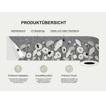 Productoverzicht: Zelfklevend, UV-bestendig, glad en mat oppervlak, eenvoudige installatie, milieuvriendelijk, premium print