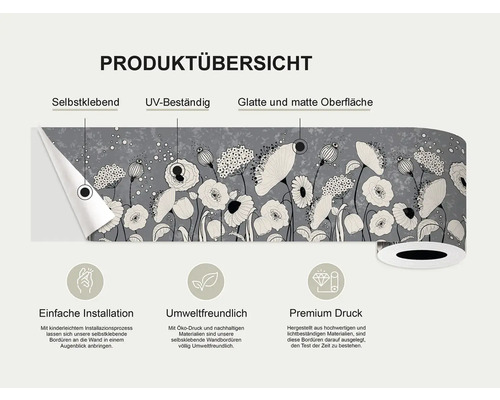 Productoverzicht: Zelfklevend, UV-bestendig, glad en mat oppervlak, eenvoudige installatie, milieuvriendelijk, premium print