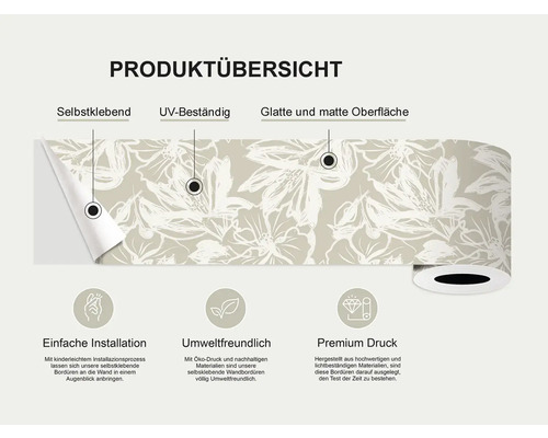 Productoverzicht van een zelfklevende, UV-bestendige rand met een glad en mat oppervlak