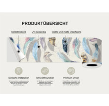 Productoverzicht: Zelfklevend, UV-bestendig, glad en mat oppervlak, eenvoudige installatie, milieuvriendelijk, premium print