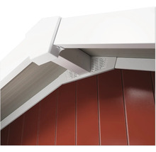 Detailopname van een tuinhuis met dak en wand
