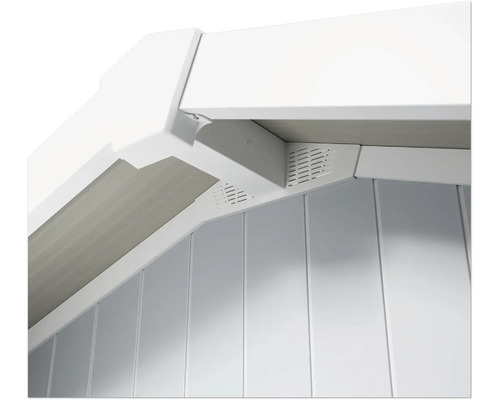 Detailopname van een tuinhuis met wandpanelen en dakelementen