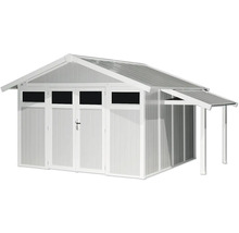 Tuinhuis met dubbele deur en luifel