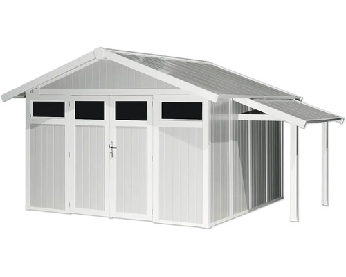 Tuinhuis met dubbele deur en luifel