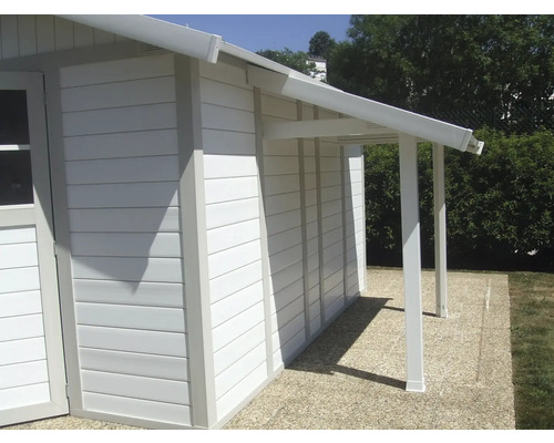 Wit tuinhuis met luifel