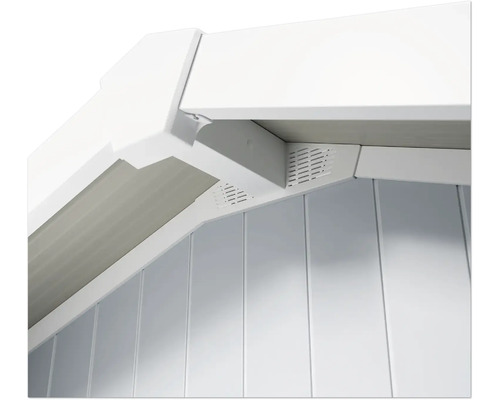Detailopname van een tuinhuis met ventilatie