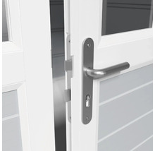 Detail van een terrasdeur met handgreep en slot