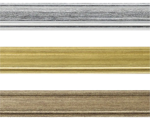 Drie sierlijsten van verschillende materialen en met verschillende oppervlakken