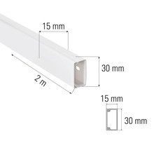 Kabelgoot, 2 meter lang, 15 mm breed en 30 mm hoog